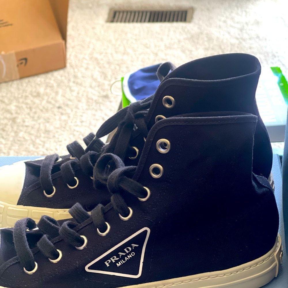 Prada Cotton canvas high-top sneakers